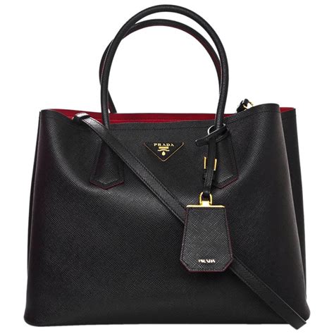 prada red lined tote|prada leather tote handbag black.